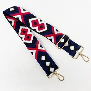 Southwest Print Embroidered White Red Navy Black Crossbody Bag Strap